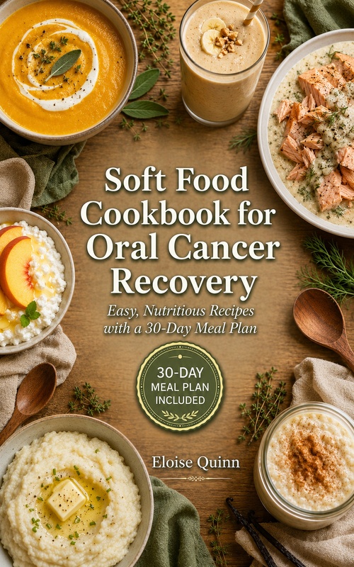 Couverture ebook de Soft Food Cookbook for Oral Cancer Recovery, de Eloise Quinn