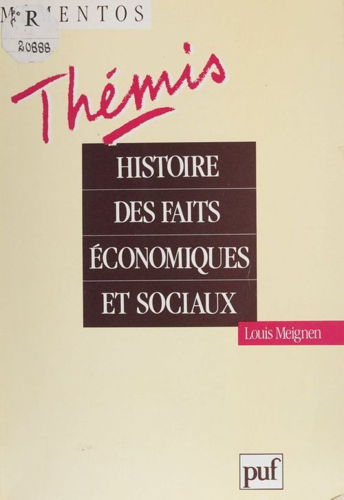 Couverture ebook de Histoire des faits économiques et sociaux, de Louis Meignen