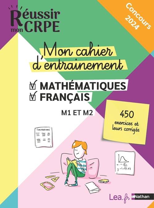Couverture ebook de Mon cahier d'entrainement Mathématiques Français - M1 M2 - Concours 2023 et 2024, de Saïd Chermak, Anne-Rozenn Morel, Daniel Motteau