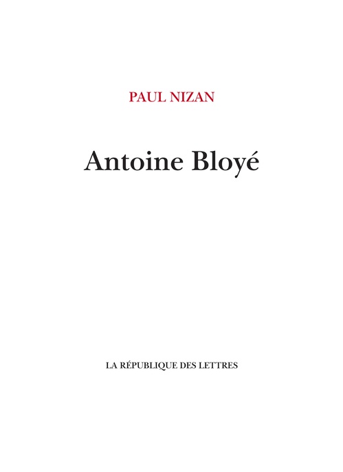 ebook cover of Antoine Bloyé, by Paul Nizan