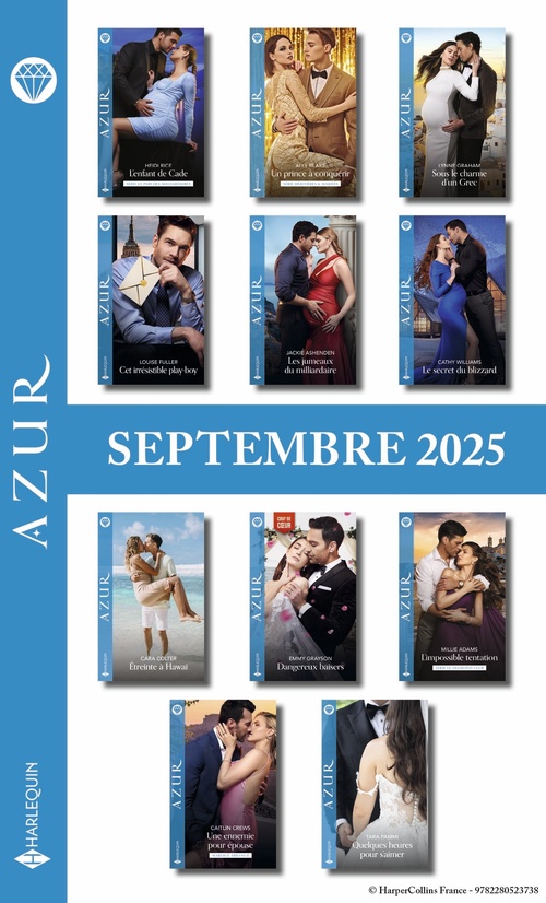 Couverture ebook de Pack mensuel Azur - 11 romans + 1 titre gratuit (Septembre 2025), de Collectif