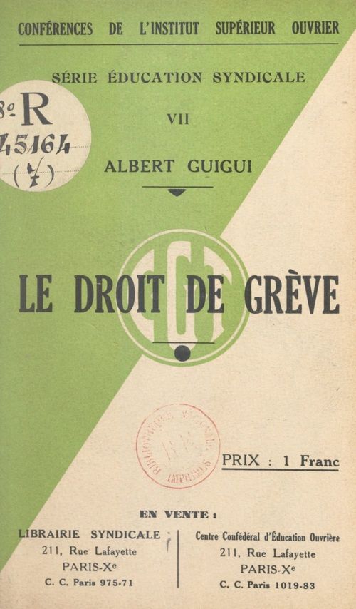 Couverture ebook de Le droit de grève, de Albert Guigui