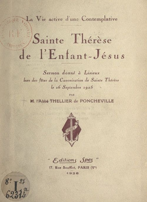 Couverture ebook de La vie active d'une contemplative : Sainte Thérèse de l'Enfant-Jésus, de Charles Thellier de Poncheville