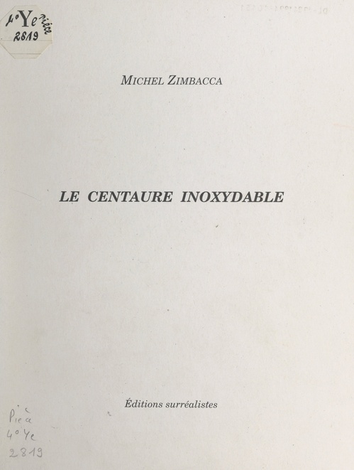 ebook cover of Le centaure inoxydable, by Michel Zimbacca