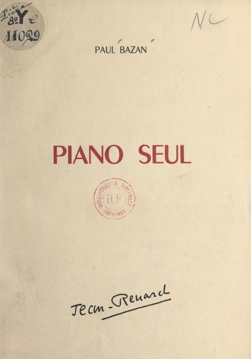ebook cover of Piano seul, by Paul Bazan