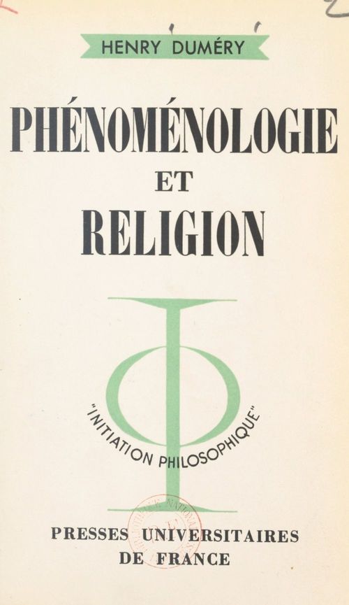 ebook cover of Phénoménologie et religion, by Henry Duméry