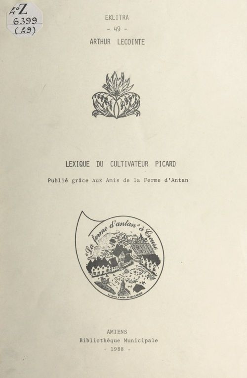 Couverture ebook de Lexique du cultivateur Picard, de Arthur Lecointe
