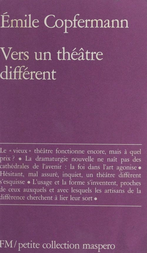 Couverture ebook de Vers un théâtre différent, de Emile Copfermann