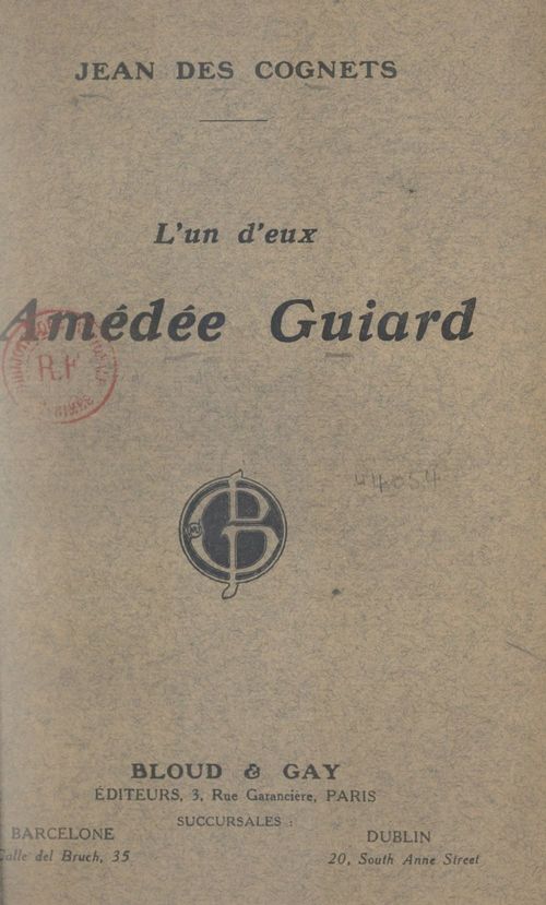 Couverture ebook de L'un d'eux : Amédée Guiard, de Jean Des Cognets
