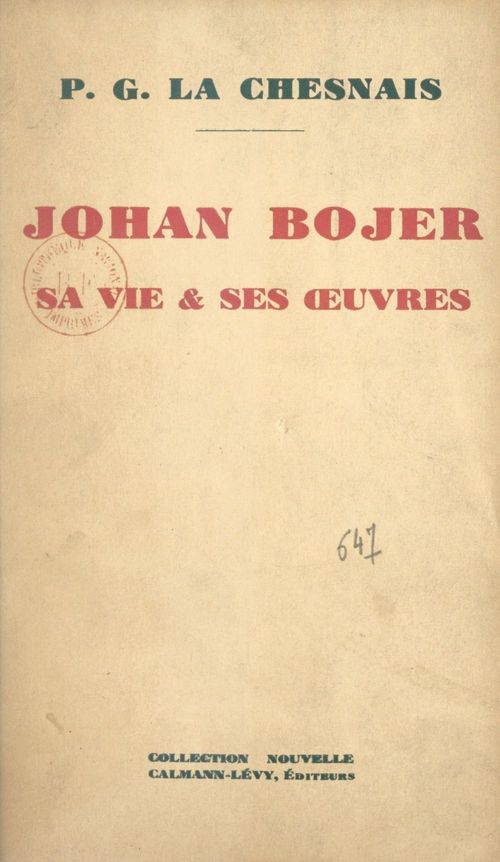 ebook cover of Johan Bojer : sa vie et ses oeuvres, by P.-G. La Chesnais