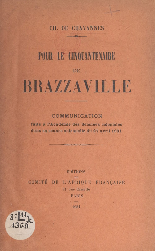 Couverture ebook de Pour le Cinquantenaire de Brazzaville..., de Charles De Chavannes