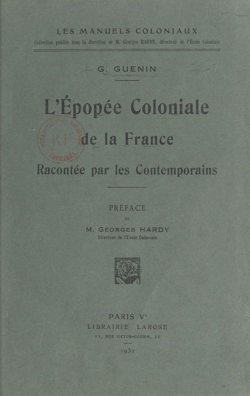 ebook cover of L'épopée coloniale de la France, by G. Guenin