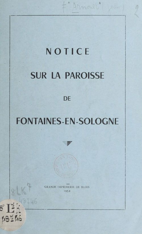Couverture ebook de Notice sur la paroisse de Fontaines-en-Sologne, de Jean Arnoult