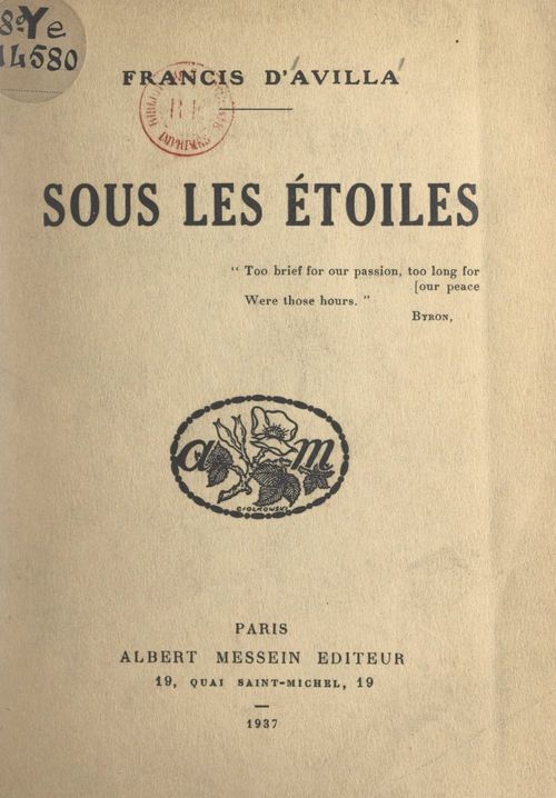 ebook cover of Sous les étoiles, by Francis D'Avilla
