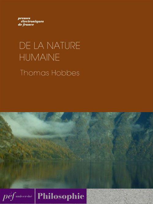 ebook cover of De la nature humaine, by Thomas Hobbes