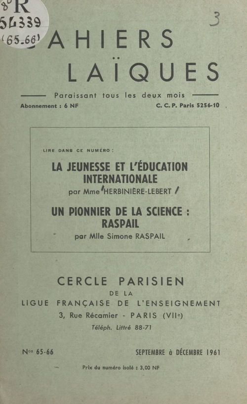 ebook cover of La jeunesse et l'éducation internationale, by Simone Raspail, Suzanne Herbiniere-Lebert