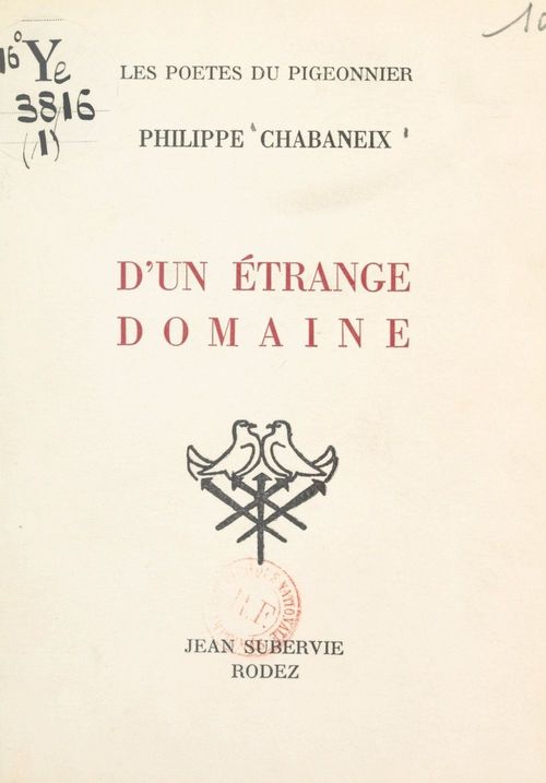 Couverture ebook de D'un étrange domaine, de Philippe Chabaneix