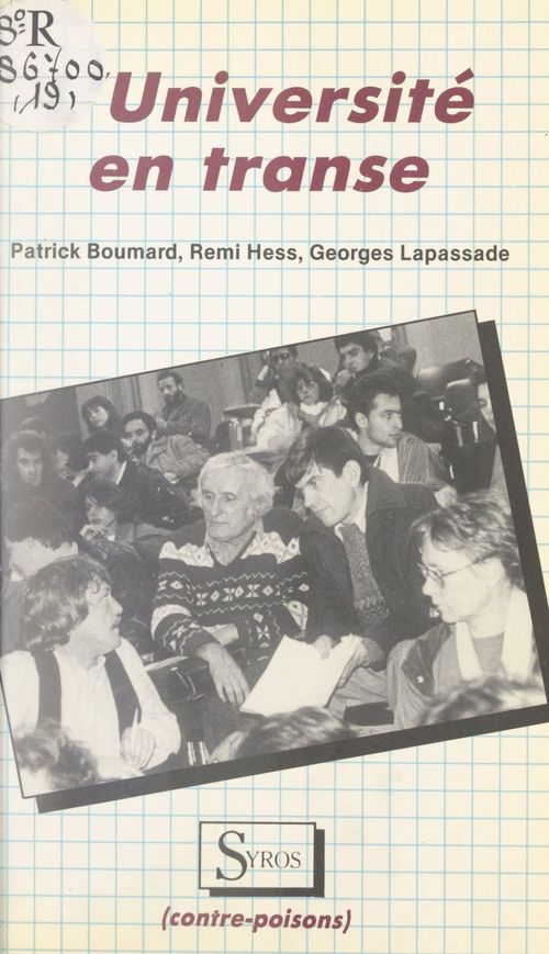 Couverture ebook de L'université en transe, de Patrick Boumard, Rémi Hess, Georges Lapassade