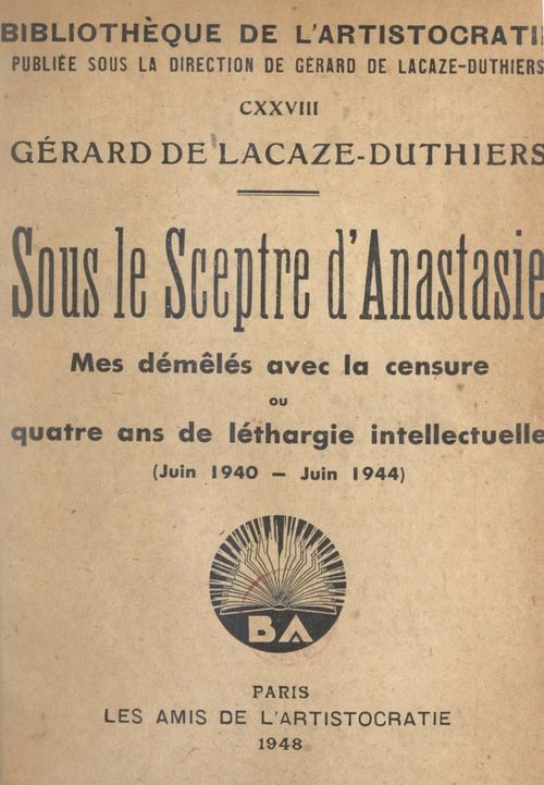 Couverture ebook de Sous le sceptre d'Anastasie, de Gerard De Lacaze-Duthiers
