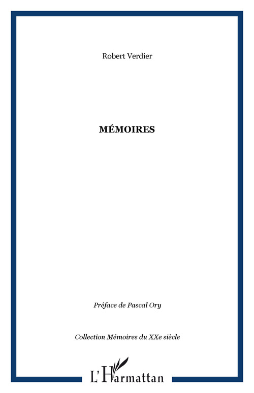 ebook cover of Mémoires, by Robert Verdier