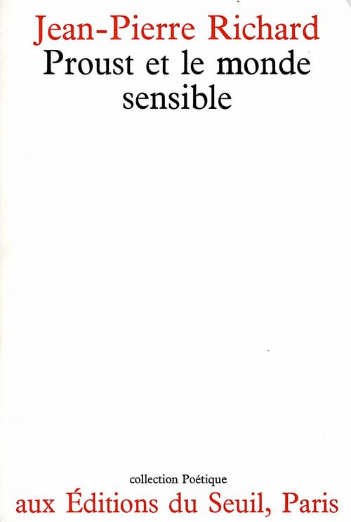ebook cover of Proust et le Monde sensible, by Jean-pierre Richard