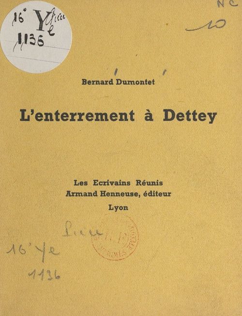 ebook cover of L'enterrement à Dettey, by Bernard Dumontet