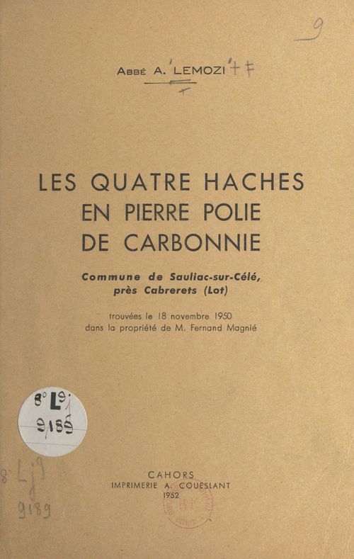 Couverture ebook de Les quatre haches en pierre polie de Carbonnie, de A. Lemozi