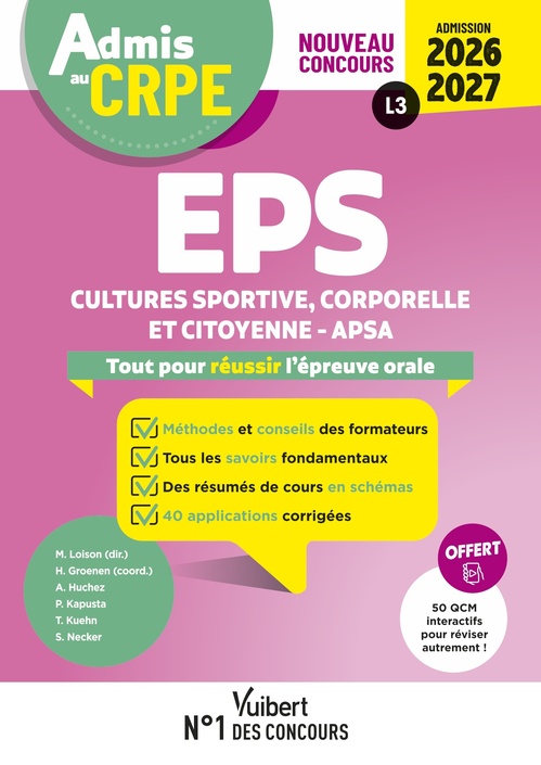 ebook cover of Admis au CRPE 2026-2027 - Epreuve orale d´admission L3 - EPS, by Haimo Groenen, Aurore Huchez, Philippe Kapusta, Thibaut Kuehn, Sophie Necker, Sylvain Pasqualini