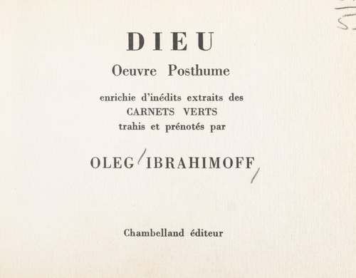 Couverture ebook de Dieu, de Oleg Ibrahimoff