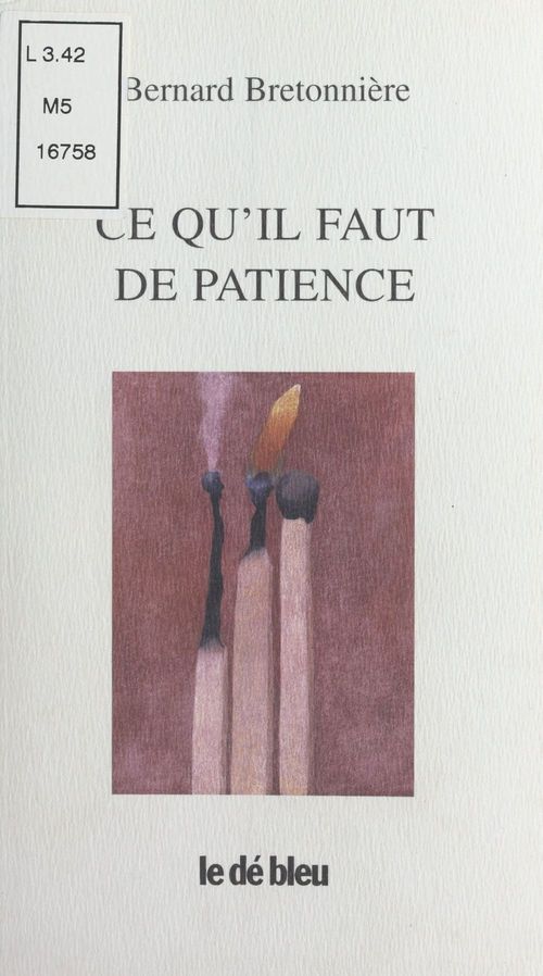 ebook cover of Ce qu'il faut de patience : poèmes 1994-1998, by Bernard Bretonnière