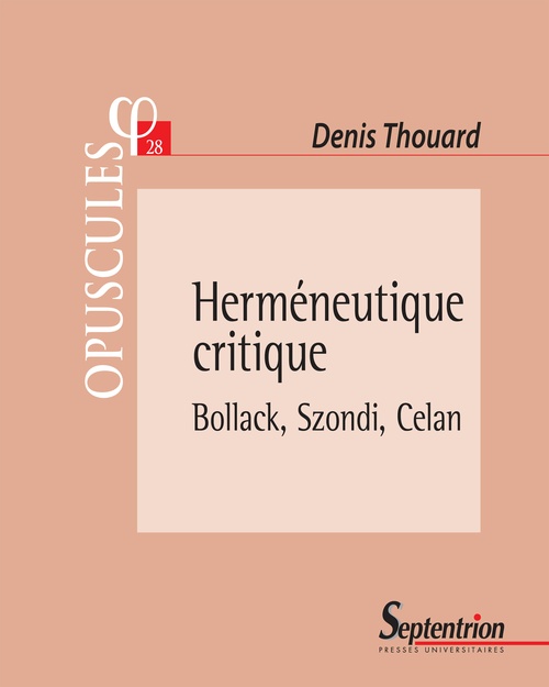 Couverture ebook de Herméneutique critique, de Denis Thouard