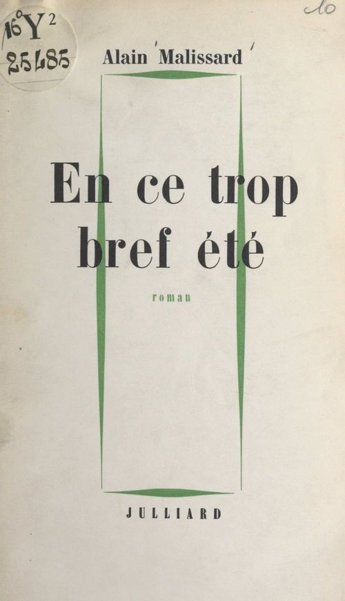 Couverture ebook de En ce trop bref été, de Alain Malissard