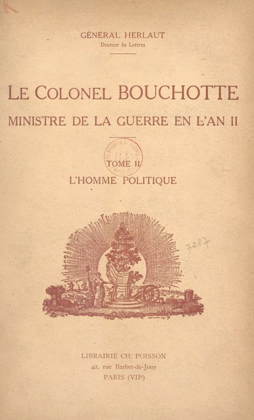 Couverture ebook de Le Colonel Bouchotte, ministre de la Guerre en l'an II (2). L'homme politique, de Auguste-Philippe Herlaut