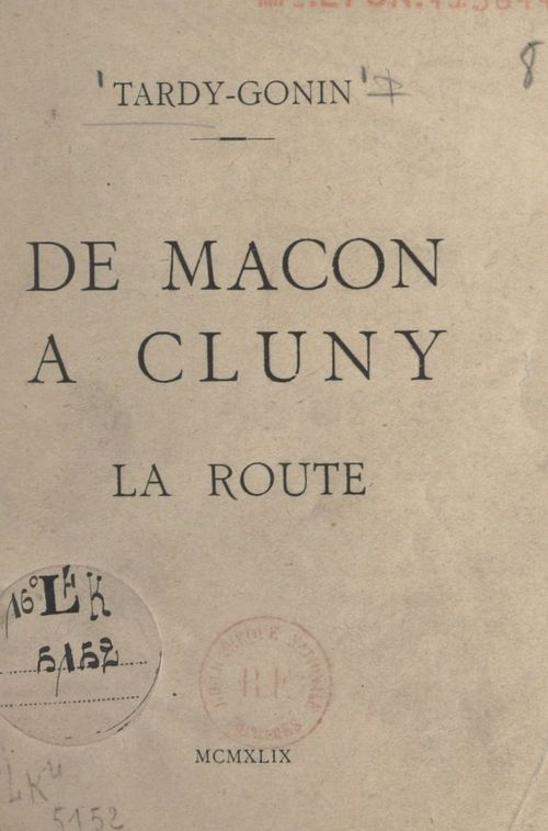 Couverture ebook de De Mâcon à Cluny, de Tardy-Gonin