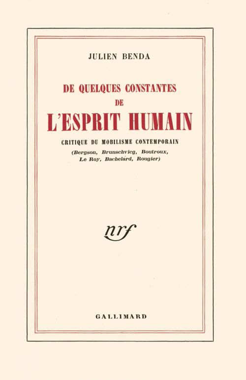 ebook cover of De quelques constantes de l'esprit humain, by Julien Benda