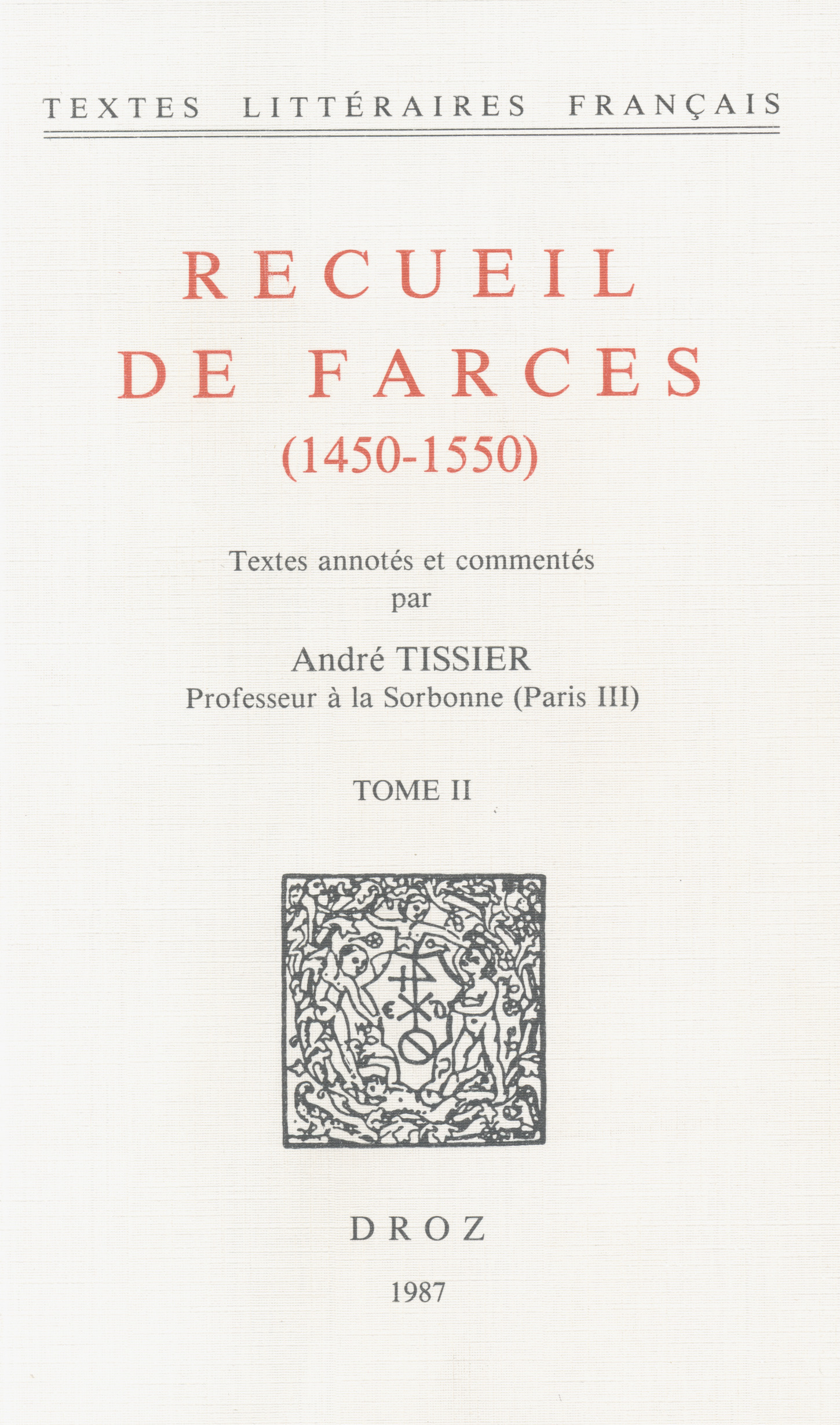 Couverture ebook de Recueil de farces (1450-1550), de