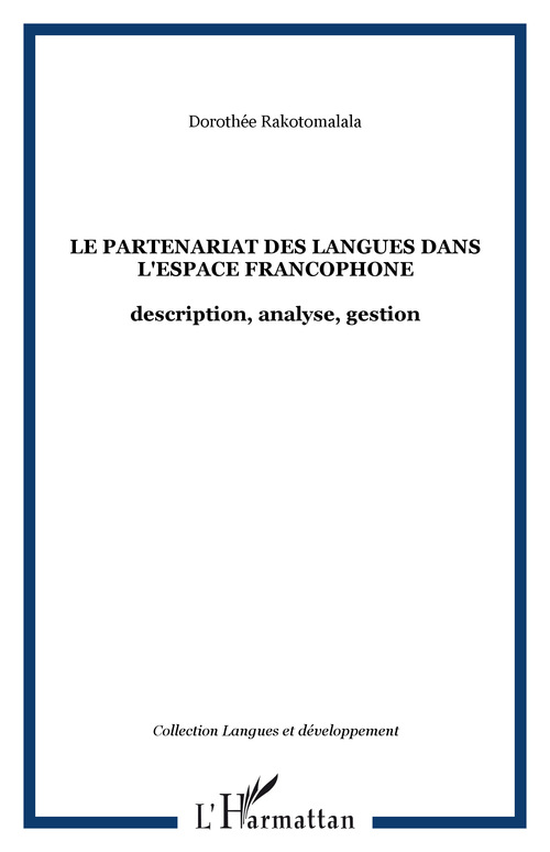 ebook cover of Le partenariat des langues dans l'espace francophone, by Dorothee Rakotomalala