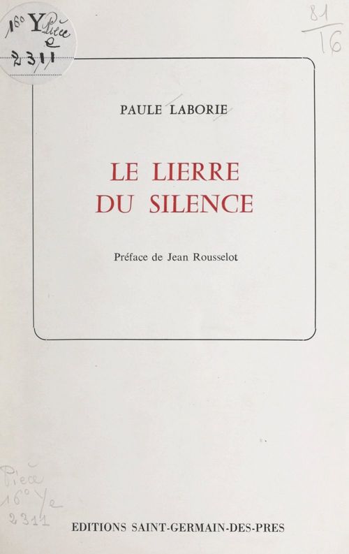 ebook cover of Le lierre du silence, by Paule Laborie