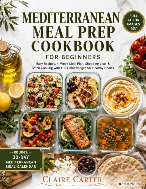 ebook cover of MEDITERRANEAN MEAL PREP COOKBOOK FOR BEGINNERS, by Claire Carter