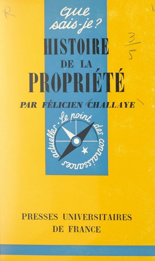 Couverture ebook de Histoire de la propriété, de Felicien Challaye