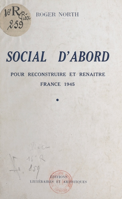 ebook cover of Social d'abord, by Roger North