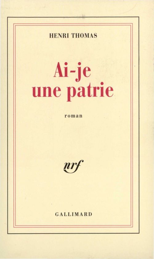 Couverture ebook de Ai-je une patrie, de Henri Thomas