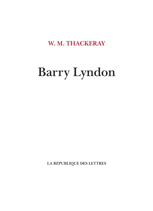 Couverture ebook de Barry Lyndon, de Thackeray