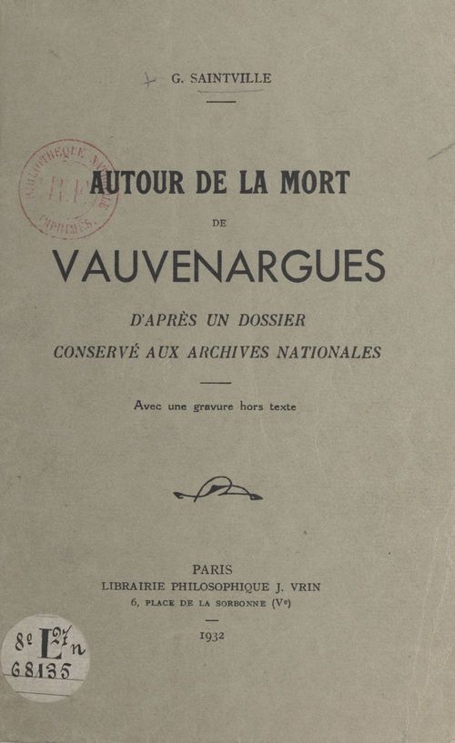 Couverture ebook de Autour de la mort de Vauvenargues, de Georges Saintville