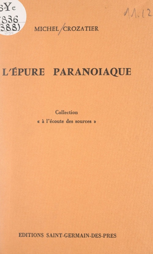 Couverture ebook de L'épure paranoïaque, de Michel Crozatier