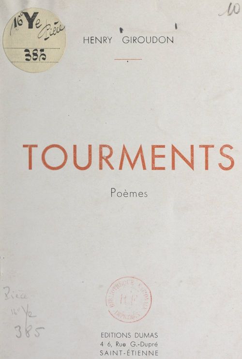 Couverture ebook de Tourments, de Henry Giroudon