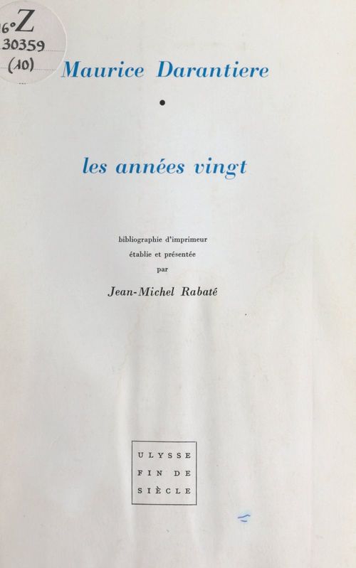 Couverture ebook de Les années vingt, de Jean-Michel Rabate