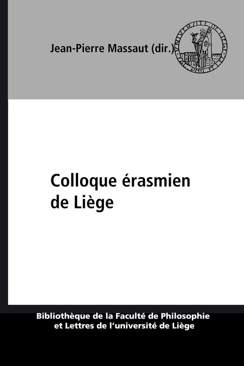 Couverture ebook de Colloque érasmien de Liège, de