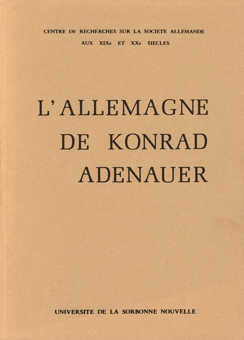 ebook cover of L'Allemagne de Konrad Adenauer, by Gilbert Krebs