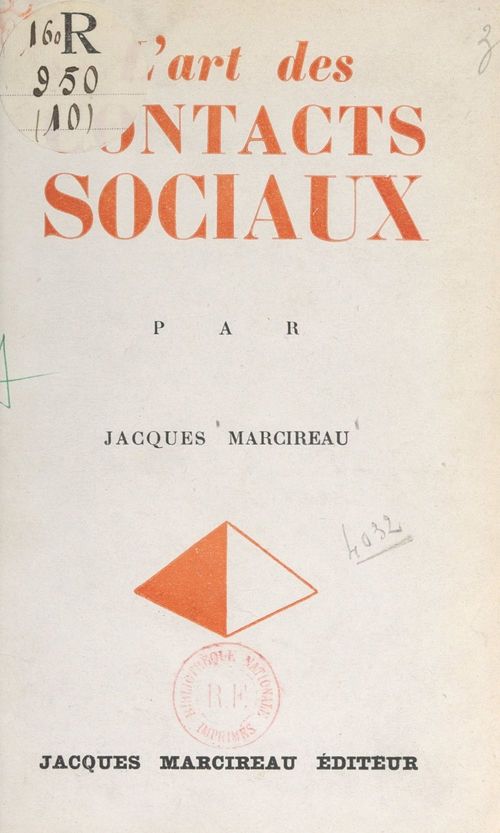 ebook cover of L'art des contacts sociaux, by Jacques Marcireau